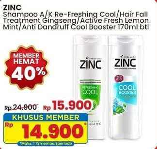 Promo Harga Zinc Shampoo Refreshing Cool, Hair Fall Treatment, Active Fresh Lemon, Men Active Cool 170 ml - Indomaret