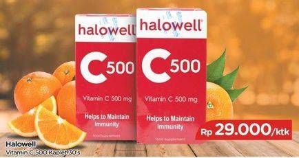 Promo Harga HALOWELL Vitamin C 500 mg 30 pcs - TIP TOP