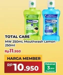 Promo Harga Total Care Mouthwash Lemon Herbs, Cool Mint 250 ml - Yogya