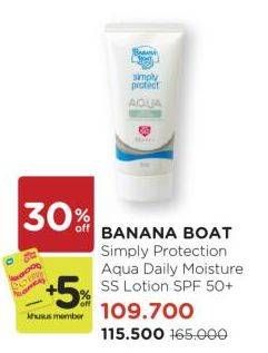 Promo Harga Banana Boat Simply Protect Aqua Daily Moisture SPF 50+ 50 ml - Watsons