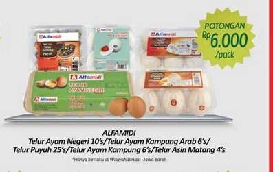 Promo Harga Alfamidi Telur Ayam Negri, Ayam Kampung Arab, Puyuh, Ayam Kampung, Asin Matang 4 pcs - Alfamidi