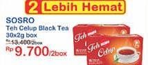 Promo Harga Sosro Teh Celup Black Tea per 2 box 30 pcs - Indomaret