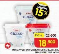 Promo Harga Yummy Greek Yogurt Original, Blueberry, Strawberry 100 gr - Superindo