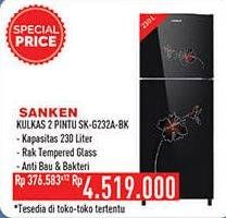 Promo Harga SANKEN SK-G232 | Kulkas 2 Pintu 230ltr BK (Black 230000 ml - Hypermart