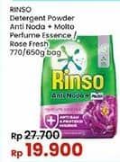 Promo Harga Rinso Anti Noda Deterjen Bubuk + Molto Purple Perfume Essence, + Molto Pink Rose Fresh 770 gr - Indomaret