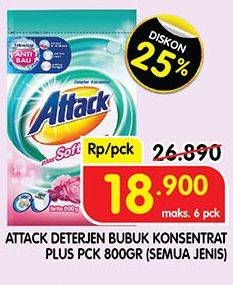 Promo Harga ATTACK Detergent Powder All Variants 800 gr - Superindo