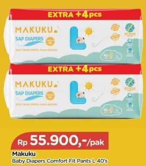 Promo Harga Makuku Comfort Fit Diapers Pants L40 40 pcs - TIP TOP