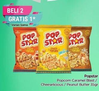 Promo Harga POP STAR Crunchy Popcorn Caramel Blast, Cheeselicious, Peanut Butter Blast 35 gr - TIP TOP