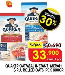 Promo Harga Quaker Oatmeal Instant 800 gr - Superindo