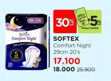 Promo Harga Softex Comfort Night Wing 29cm 20 pcs - Watsons