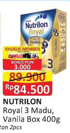 Promo Harga NUTRILON Royal 3 Susu Pertumbuhan Madu 400 gr - Alfamart