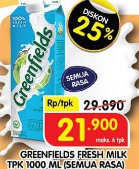 Promo Harga GREENFIELDS Fresh Milk All Variants 1000 ml - Superindo