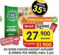 Promo Harga SO GOOD Chicken Nugget Alphabet/Animal 400 gr - Superindo