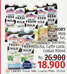 Promo Harga Cimory Fresh Milk Full Cream, Low Fat, Strawberry, Banana, Matcha, Caffe Latte, Chocolate 950 ml - LotteMart