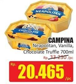 Promo Harga CAMPINA Ice Cream Neapolitan, Vanilla 700 ml - Hari Hari