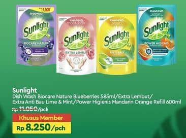 Promo Harga Sunlight Pencuci Piring Biocare Nature, Extra Lembut, Anti Bau With Daun Mint, Mandarin Orange 585 ml - TIP TOP