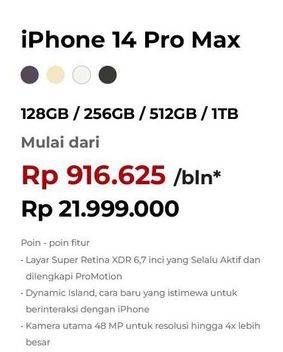 Promo Harga Apple iPhone 14 Pro Max 128 GB, 512 GB, 1 TB, 256 GB 1 pcs - Erafone