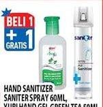 Promo Harga SANITER Hand Sanitizer Spray 60ml / YURI Hand Gel Green Tea 50ml  - Hypermart