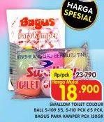 Promo Harga SWALLOW Naphthalene Toilet Colour Ball S-109, Toilet Colour Ball S-110 5 pcs - Superindo