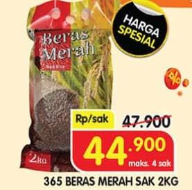 Promo Harga 365 Beras Merah 2000 gr - Superindo