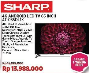 Promo Harga Sharp 4T-C65DL1X 4K Android LED TV  - COURTS