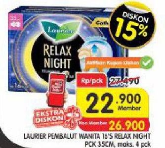 Promo Harga Laurier Relax Night Gathers 35cm 16 pcs - Superindo