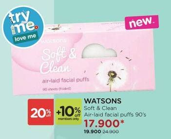 Promo Harga WATSONS Air-laid Facial Puff 90 pcs - Watsons