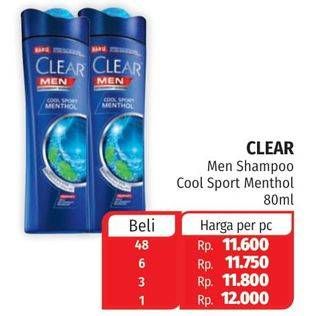 Promo Harga CLEAR Men Shampoo Anti Dandruff Cool Sport Menthol 80 ml - Lotte Grosir