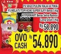 Promo Harga FS Sego Pulen/ Raja Ultima/ FS Melati/ Topi Koki Super Slpy/ Hypermart Beras 5kg  - Hypermart