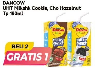 Promo Harga Dancow Susu Cair Uht Milky Shake Choco Hazelnut, Cookies Cream 180 ml - Alfamart