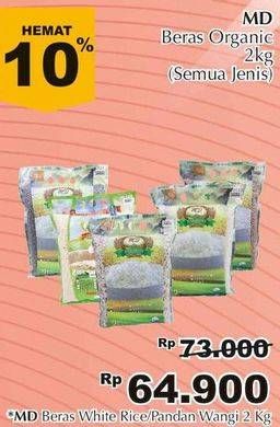 Promo Harga MD Beras Putih Pandan Wangi 2 kg - Giant