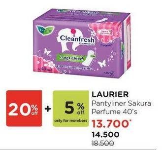 Promo Harga Laurier Pantyliner Cleanfresh Perfumed 40 pcs - Watsons