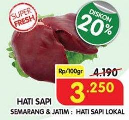 Promo Harga Beef Liver (Hati Sapi) per 100 gr - Superindo