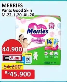 Promo Harga Merries Pants Good Skin M22, L20, XL26 20 pcs - Alfamart