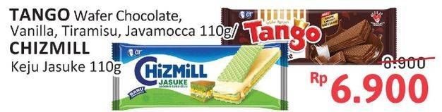 Promo Harga Tango Wafer Chocolate, Vanilla, Tiramisu, Javamocca 110g / Chizmill Keju Jasuke 110g  - Alfamidi