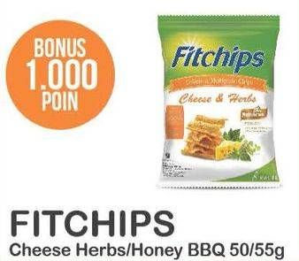 Promo Harga FITCHIPS Delicious Multigrain Chips Cheese Herbs, Honey BBQ 50 gr - Alfamart