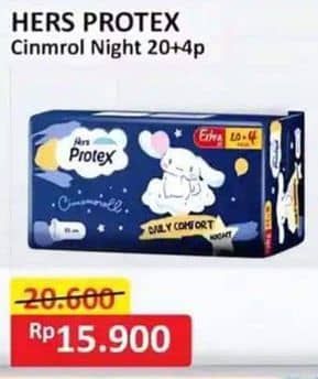 Promo Harga Hers Protex Comfort Night Wing 35cm, Wing 30cm 24 pcs - Alfamart