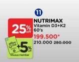Promo Harga Nutrimax Vitamin D3 + K2 60 pcs - Watsons