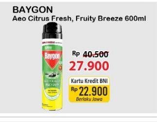 Promo Harga BAYGON Insektisida Spray Citrus Fresh, Fruity Breeze 600 ml - Alfamart