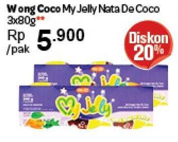 Promo Harga WONG COCO My Jelly per 3 pcs 80 gr - Carrefour