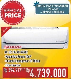 Promo Harga SHARP AH-X6VEY - AC 1/2PK  - Hypermart