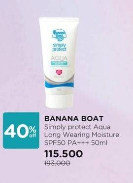 Promo Harga Banana Boat Simply Protect Aqua Daily Moisture SPF 50+ 50 ml - Watsons