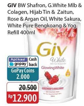 Promo Harga GIV Body Wash Pearl Sakura, Rose Water Argan Oil, Saffron Niacinamide, Bengkoang Yoghurt, Hijab Tin Zaitun, Mulberry Collagen 400 ml - Alfamidi