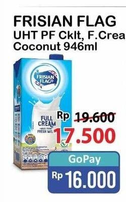 Promo Harga Frisian Flag Susu UHT Purefarm Full Cream, Swiss Chocolate 946 ml - Alfamart