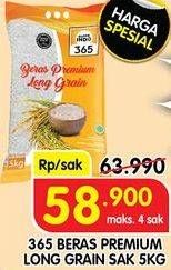 Promo Harga 365 Beras Premium Long Grain 5000 gr - Superindo