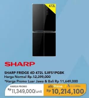 Promo Harga Sharp SJ-IF51PG-BK | Kulkas 427 L  - Carrefour