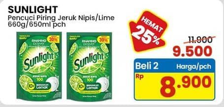 Promo Harga Sunlight Pencuci Piring Jeruk Nipis 100 650 ml - Indomaret