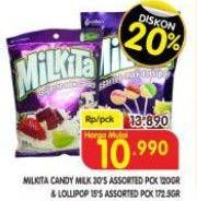 Promo Harga MILKITA Candy Milk Assorted 120g & Lollipop Assorted 172g  - Superindo