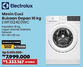 Promo Harga Electrolux EWF1024D3WC Mesin Cuci Front loading 10 Kg  - COURTS