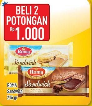 Promo Harga ROMA Sandwich per 2 pouch 216 gr - Hypermart